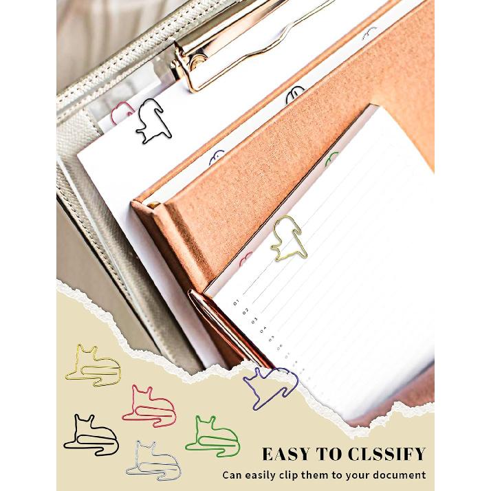 100 Pcs Cat Paper Clips, Cute Paper Clips for Office Supplies, Cat Themed Gifts for Reading Lovers