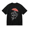 Men's Fashion Comfortable Classic T-Shirt Umbrella Fish Printed 100% Cotton Tee