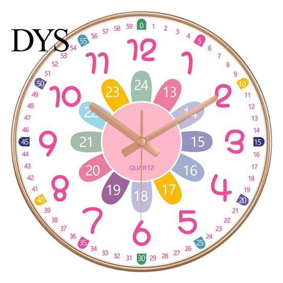 Bedroom Decor Wall Clock Colorful Silent Classroom Playroom Teach Time Child Telling Skills for Kids Room Learning to Tell