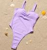 Shencai European-American Ruched Solid Color One-Piece Sexy Bikini Swimsuit for Women