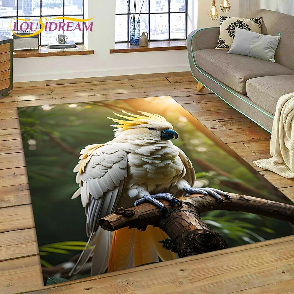 Colorful Parrot Macaw Budgerigar Bird Carpet Rug for Home Living Room Bedroom Sofa Doormat Decor,kid Area Rug Non-slip Floor Mat