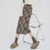 2024 Women's High Waist Woolen Plaid Midi Skirt – Autumn/Winter Korean Style, A-Line with Hip-Wrapped Slit