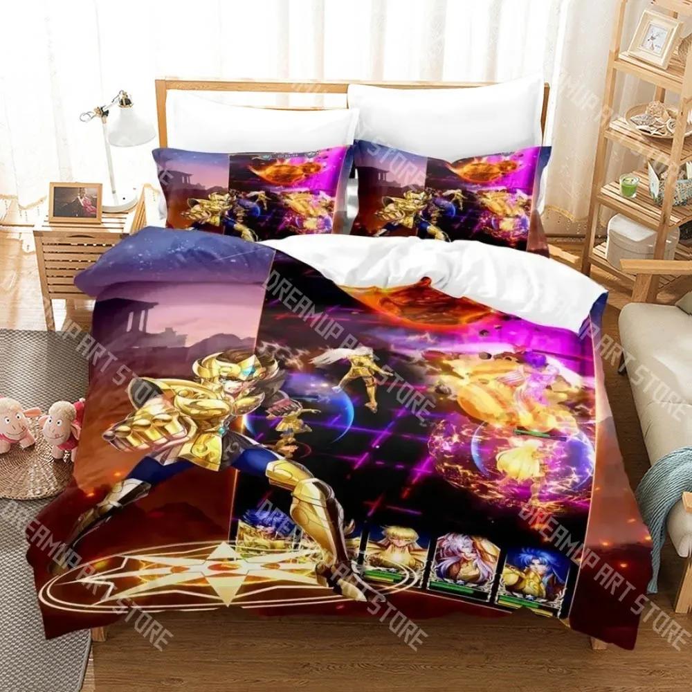 3D Print Fashion Anime Saint Seiya Bedding Set Boys Girls Twin Queen Full Size Duvet Cover Pillowcase Bed Adult Bedroom