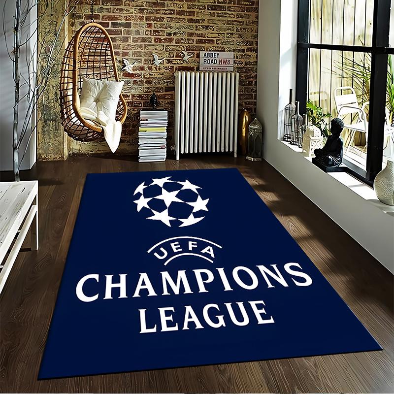 Tappeto Logo UEFA Champions League Blu Navy Decorazione per Tifosi di Calcio Adatto per l'uso come antiscivolo per soggiorno camera da letto divani
