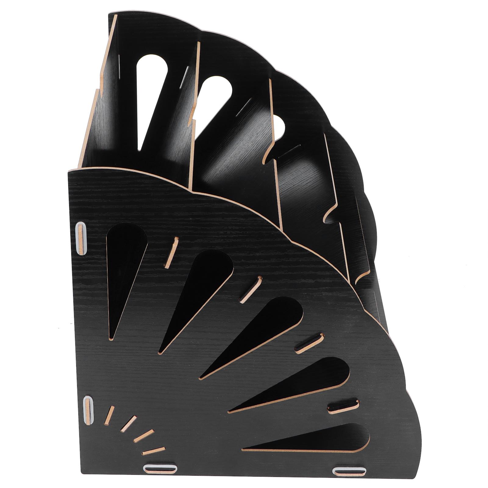 

Wooden MultiSlot Storage Rack Supplies Desktop File for (Black )