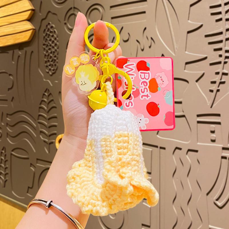 

Cute Plush Crochet Vegetable Keychain Adorable Couples Backpack Ornament Gift Doll Cabbage