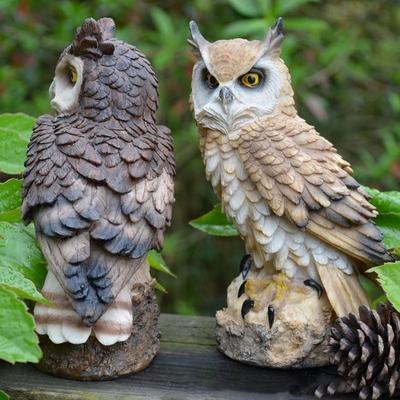 Home Art Craft Cute Decoration Owl Shape Resin Desktop Lifelike Indoor Garden Figurine Ornament Outdoor Anti-bird Collection