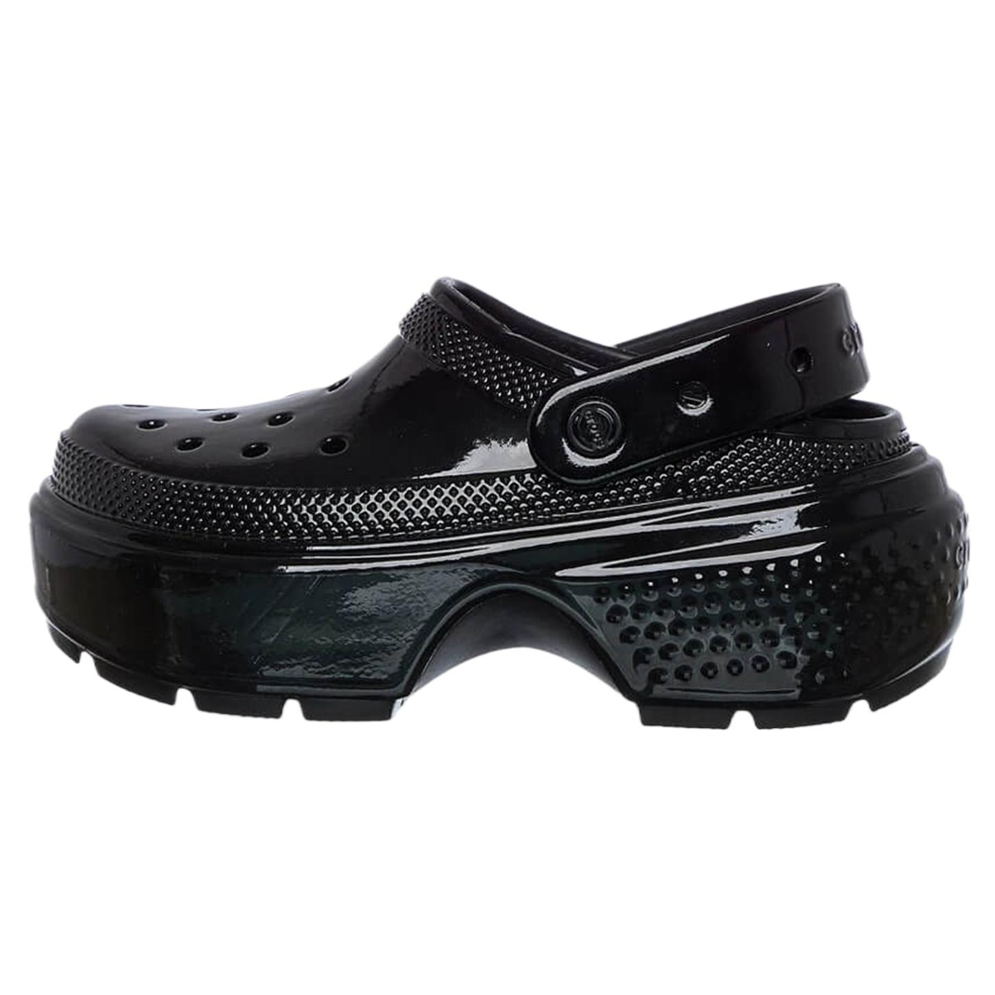 (WMNS) Crocs Stomp High Shine Clog Black Women s 209568-001 EU 37-38