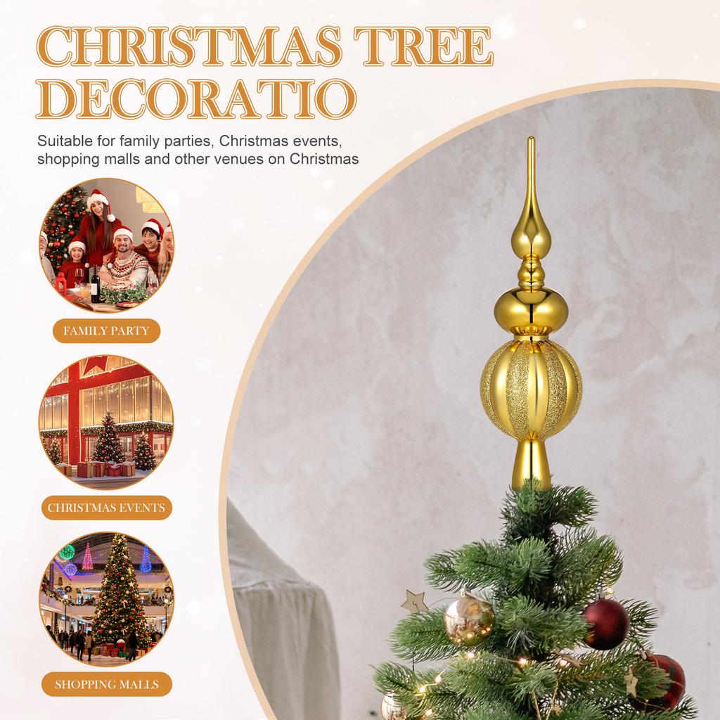 Spherical Christmas Tree Topper Plastic Sturdy Xmas Treetop Ornament Christmas Party Supplies Decoration Xmas Treetop