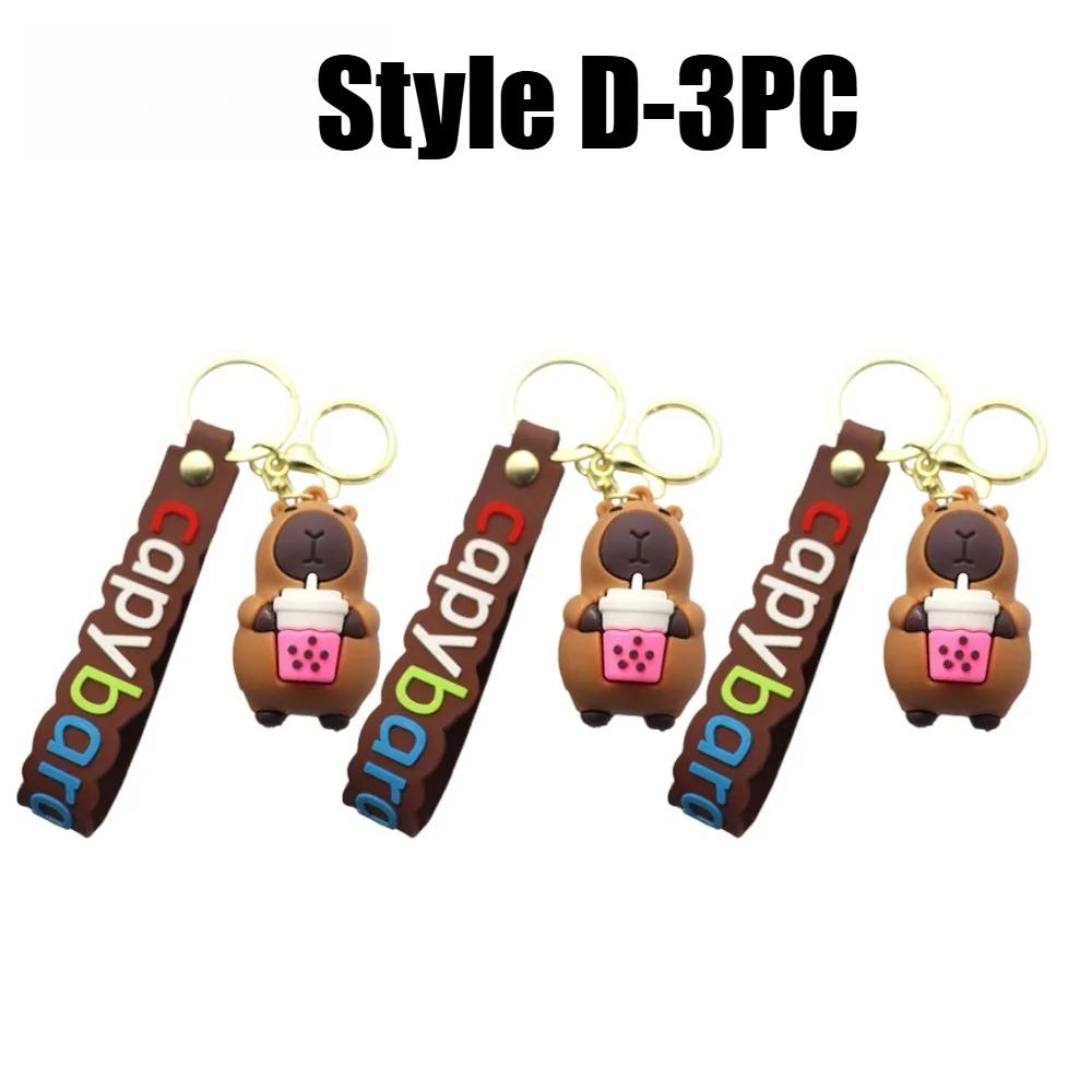 Adorable Capybara Key Ring 3D Capybara Figurine Bag Clip Decor for Children School Backpacks and Automotive Keychains