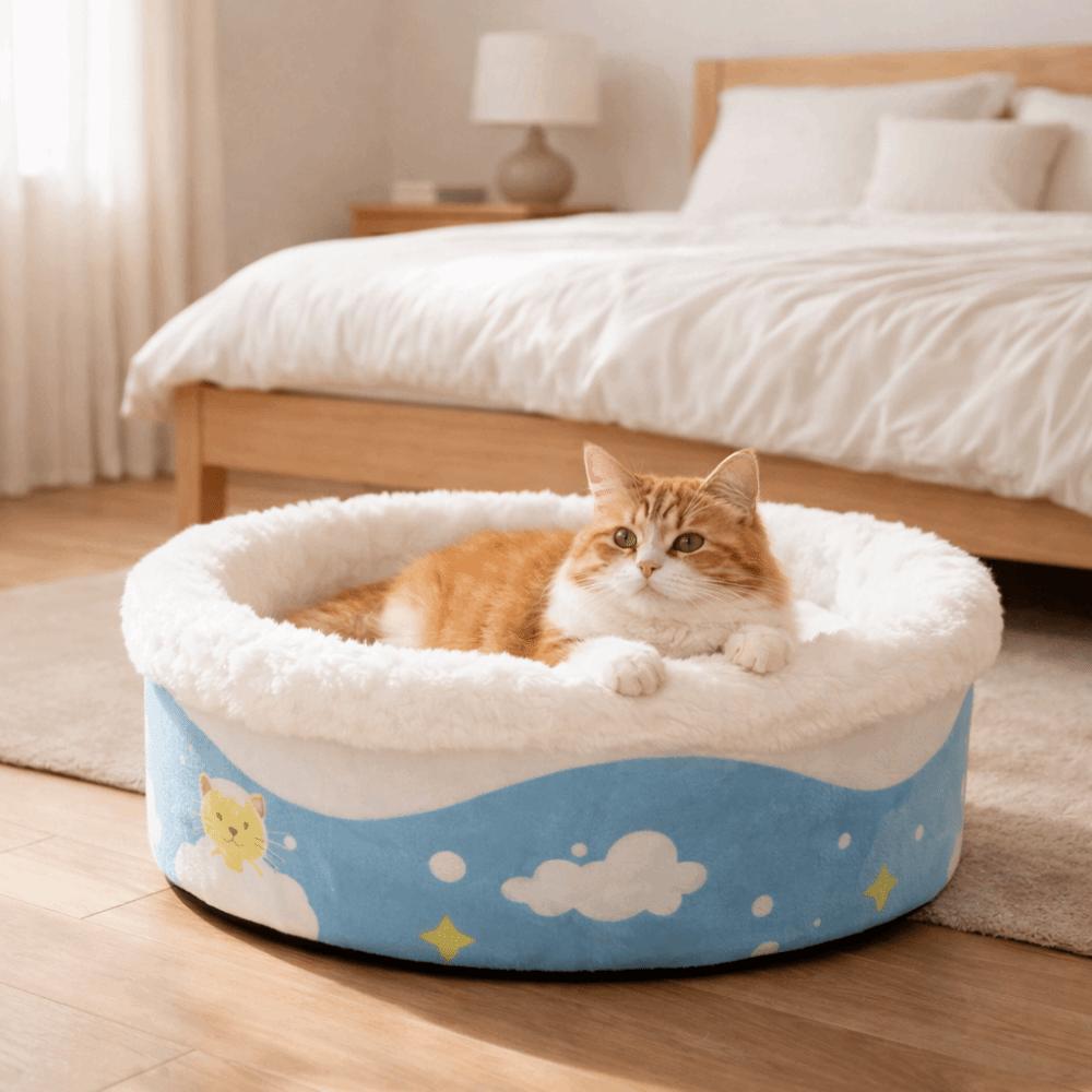 Cat Bed Cave Warm Bathtub Cat Bed Thicken Round Cat Sleeping Bag Comfortable Soft Plush Pet Nest Winter