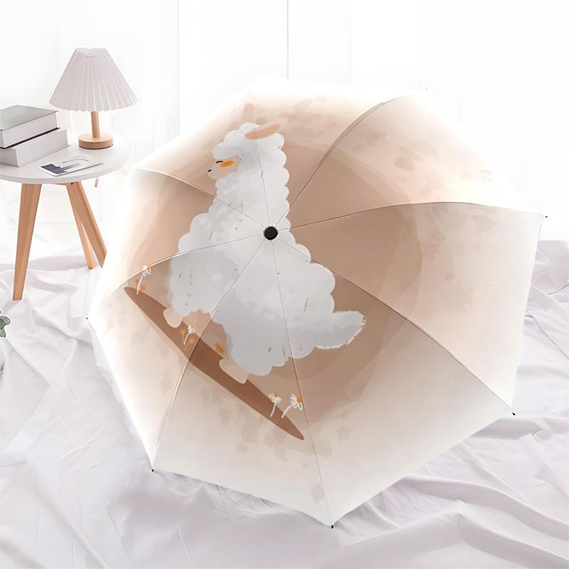 1pc Alpaca Automatic Folding Umbrella - 8-Rib Automatic Open/Close, Large Canopy Birthday Festival Gift Yy251217113