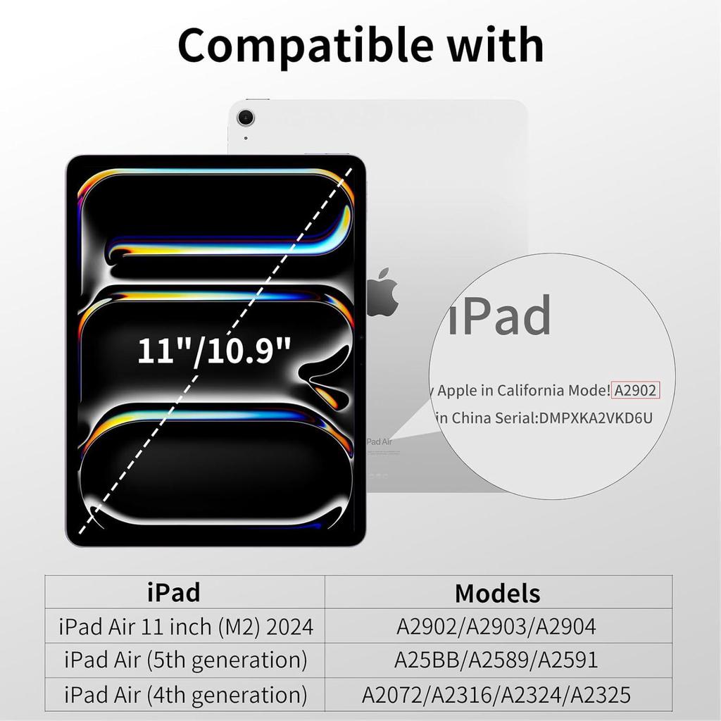 Funda Protectora de Acrílico para iPad con Alta Transparencia y Ranura para Lápiz para 10.9/11 pulgadas Pro 2024 y Air 4/5/6