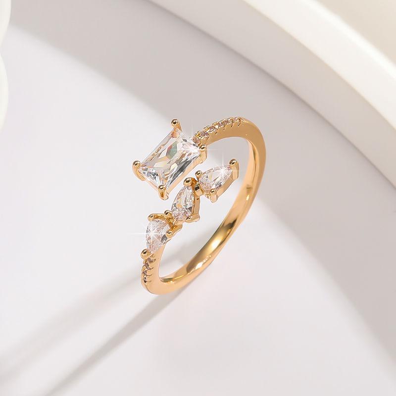 

Chic Zircon Open Ring: High-End, Non-Fading Fashion Accessory Adjustable Open Size