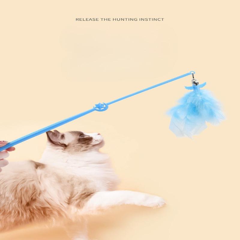 1Pc New Cat Toy Cat Teaser Stick Long Pole Cat Feather Cat Teaser Stick Self-hi To Relieve Boredom Pet Products