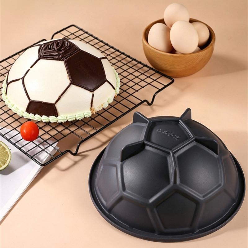 Football Soccer Shape Cake Molds Silicone Half Sphere Pan Nonstick Dome Baking Tool for Home, Party Cakes and Sports Theme Dessert