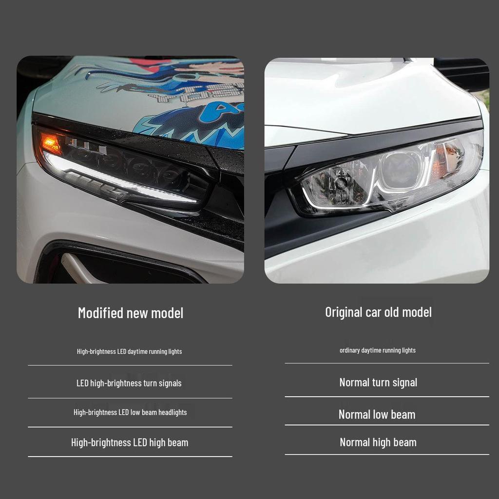 16-21 Civic Tenth Gen RS Style LED Projector Headlight with DRL & Sequential Turn Signals