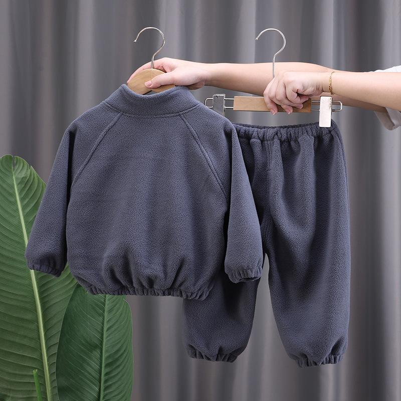 Children's Clothing Velvet Boys and Girls Suits, Small and Medium-sized Children's Autumn Clothes, Children's High-neck Sports Plus Velvet Suits