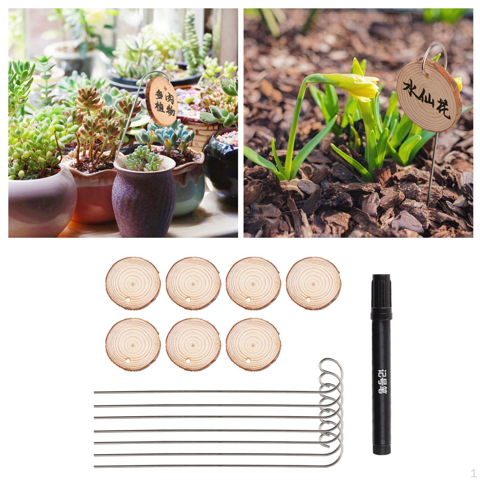 

20 Pieces Wooden Plant Labels with Stainless Steel Stakes Garden Sign Tags