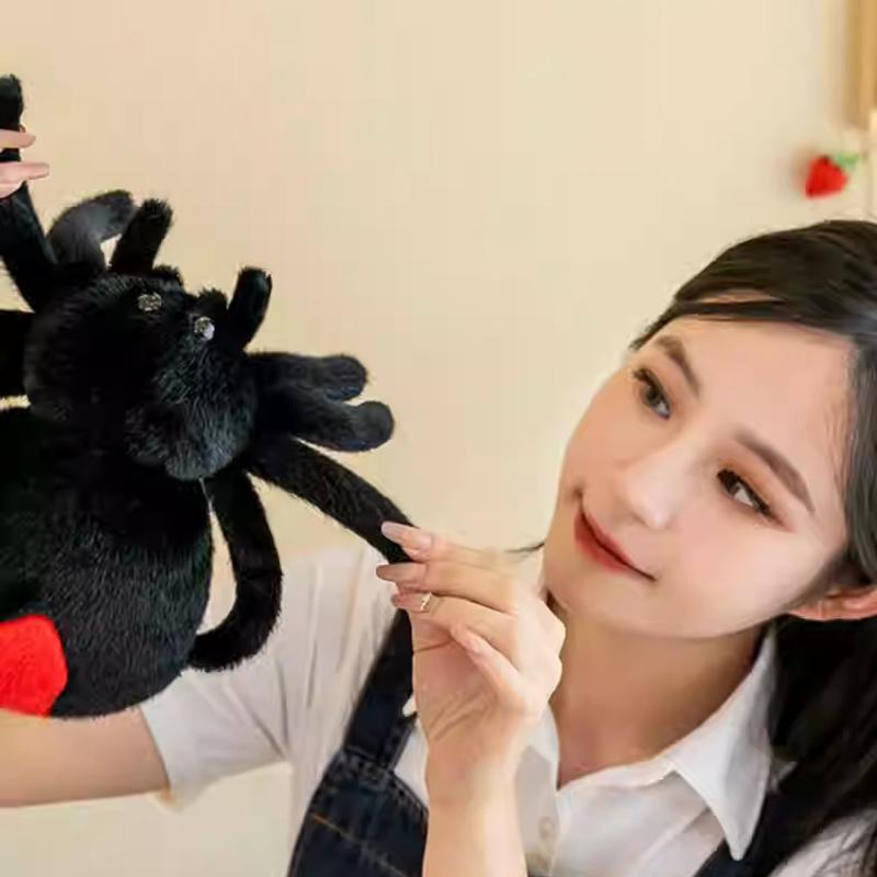 25CM Halloween Plush Toys Red Tailed Spider Stuffed Toy Cute Spider Halloween Bar Whole Person Props Brinquedos Infantil