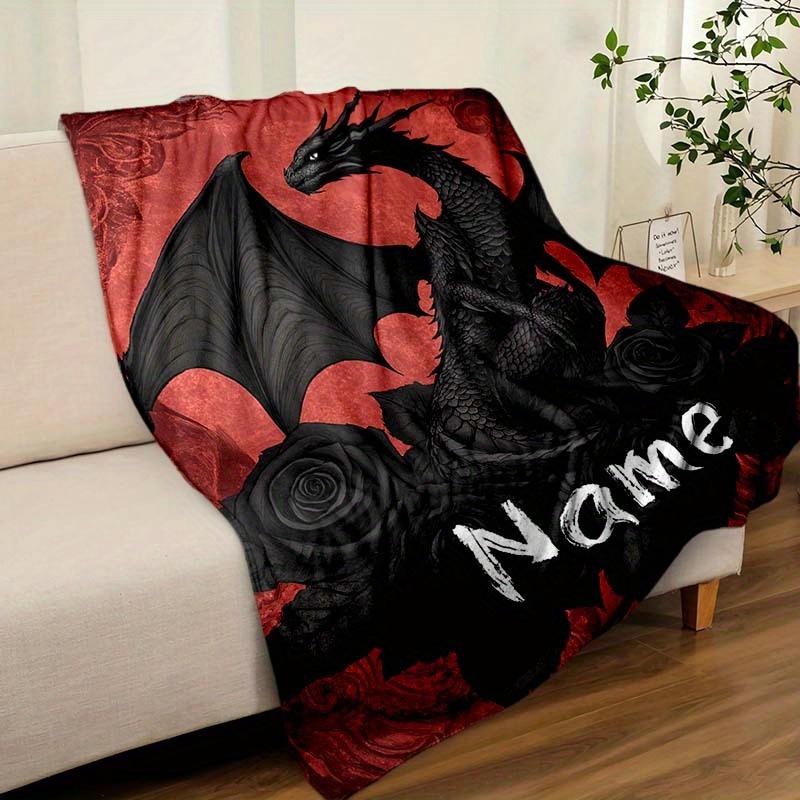 Dragon Customize Your Name Blanket Used For Chair Office Sofa Bed Camping Soft And Warm Giving Friends And Relatives Birthday Graduation Gift