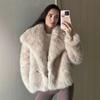 European and American fashion solid color lapel short fur European beautiful women winter temperament elegant commuter wear