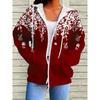 Plus Size Floral Print Zip-Up Hoodie for Women Stylish Comfortable Warm Casual Outerwear with Pockets
