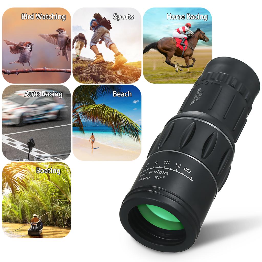 FMC Dual Focus Monocular Telescope 16X52 High Definition Lens Portable Telescope for Outdoor Hiking
