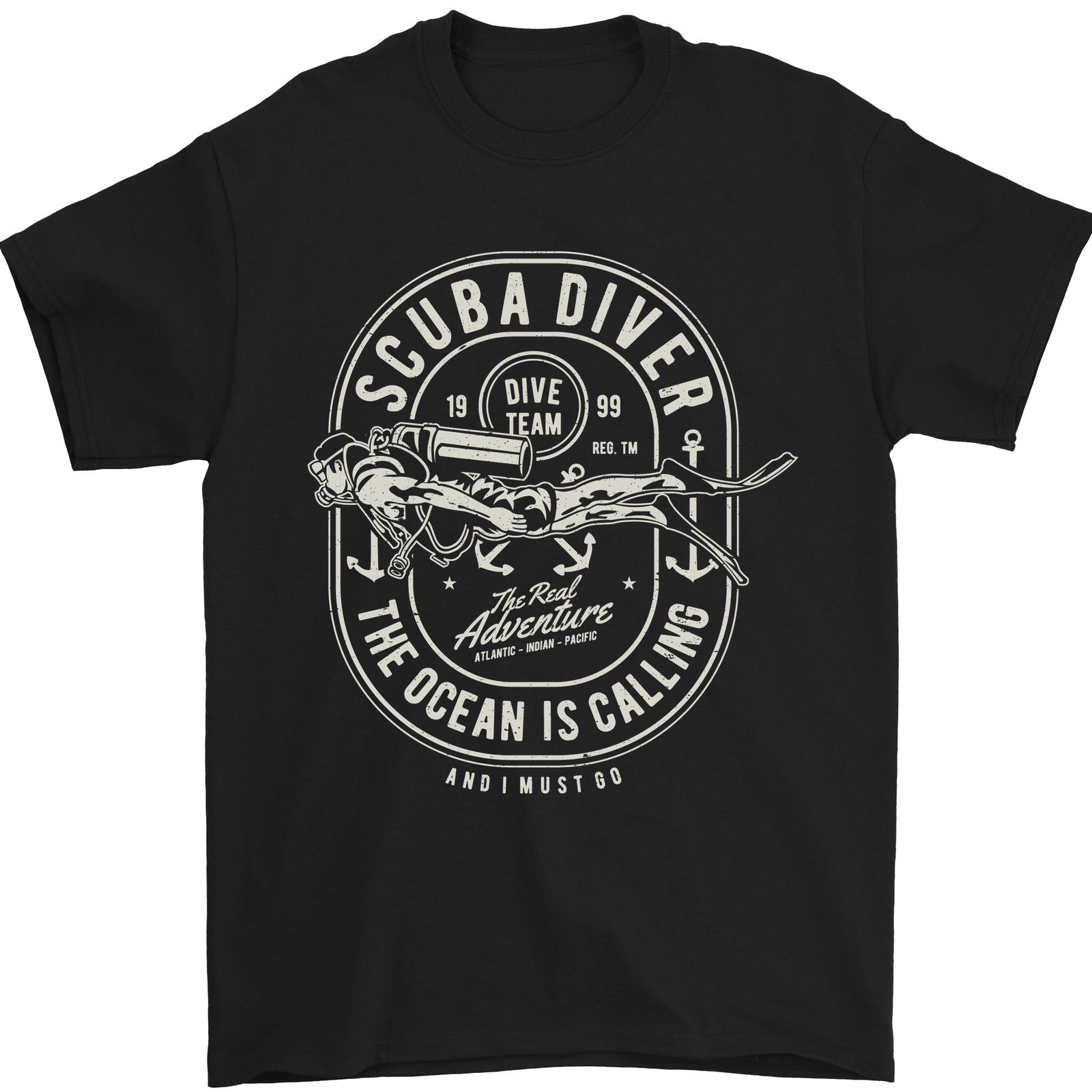 Scuba Diver the Ocean Is Calling Diving Mens T-Shirt 100% Cotton XL