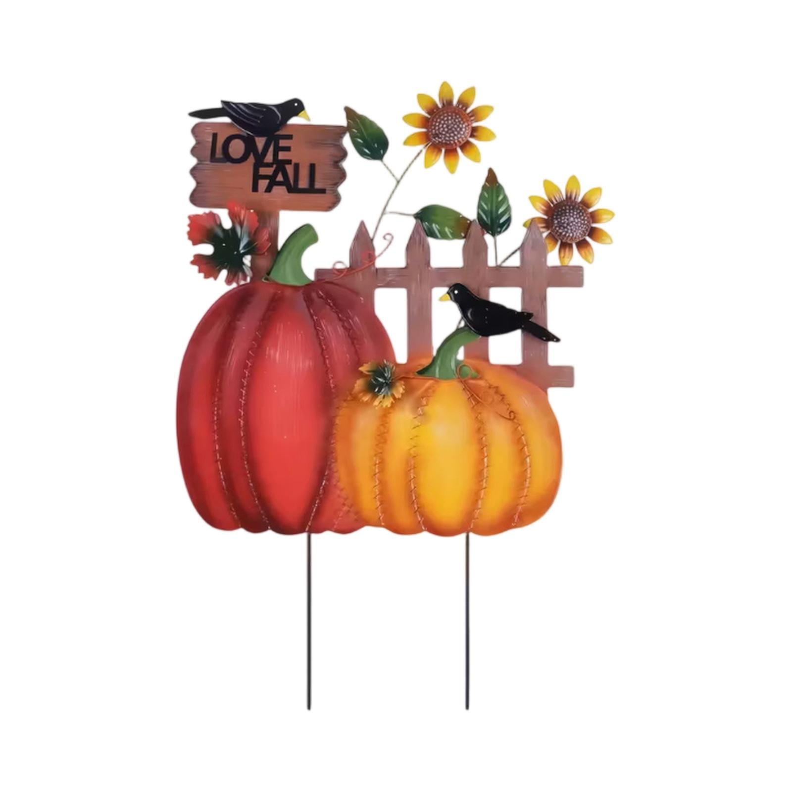 

Outdoor Metal Garden Stake Decoration with Pumpkin Sunflower and Bird Design Fall Yard Art Lawn Ornament for Seasonal Outdoor Display one size