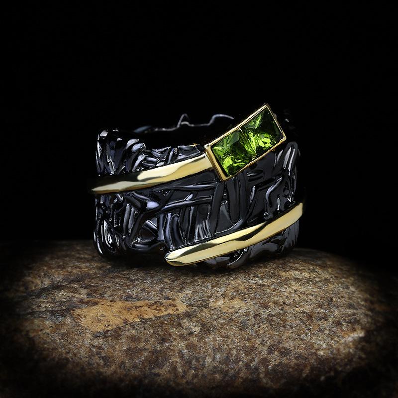 Source of Purple Gems Horse Eye Black Gold Electroplating Womens Ring Hand Dress