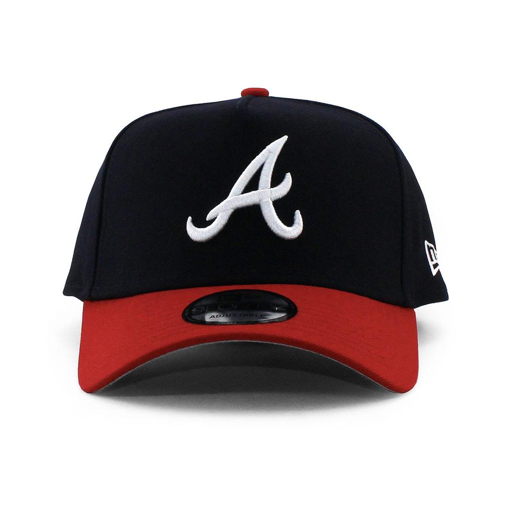 New Era 9FORTY SNAPBACK CAP 940 MLB NFL NBA MLS Snapback Free Atlanta Braves A-FRAME A-FRAME (JP, Alphabet, Size, (Navy/Red)) [Used]
