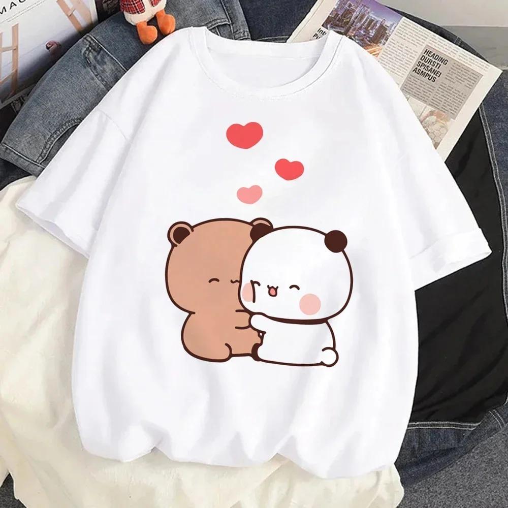 Cute Bear LOVE T Shirt Women Bubu Dudu Couple Tops Tee Summer Short Sleeve Tshirts FeUnisex Korean Casual Girl Tshirt Camisetas