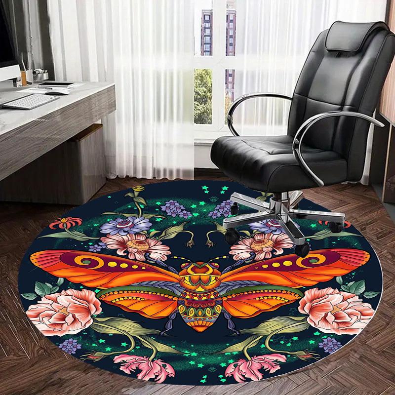 1pc Office Carpet Chair Mats Butterfly Flowers Mandala Artwork Perfect for Decorating Office Chairs, Living Rooms, Or Bedrooms