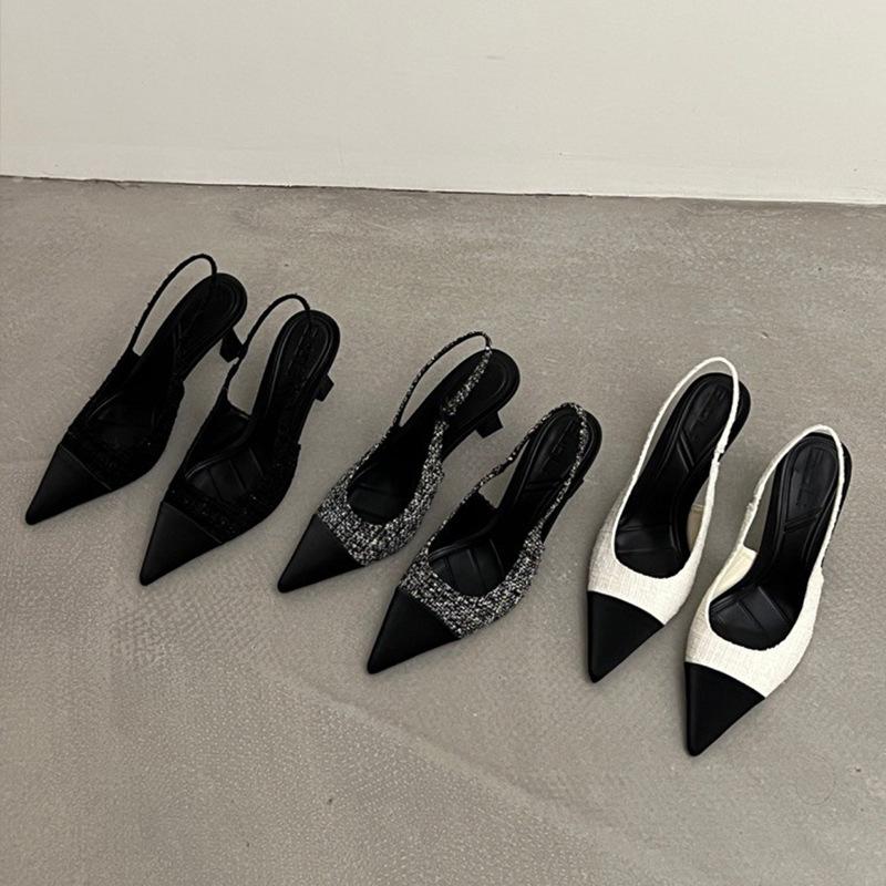 Baotou Sandals Women's Summer Skirt Small Fragrant Rear Strap Pointed Head Shallow Mouth Stiletto High Heels