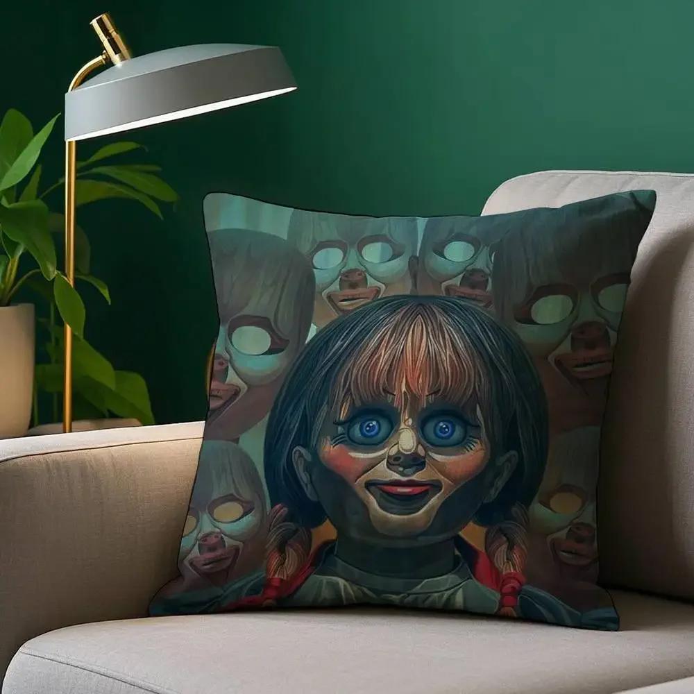 Film Horror A-Annabelle Kissenbezug Plüschstoff Weicher Kissenbezug Doppelseitiger Druck Sofakissenbezug Überwurf
