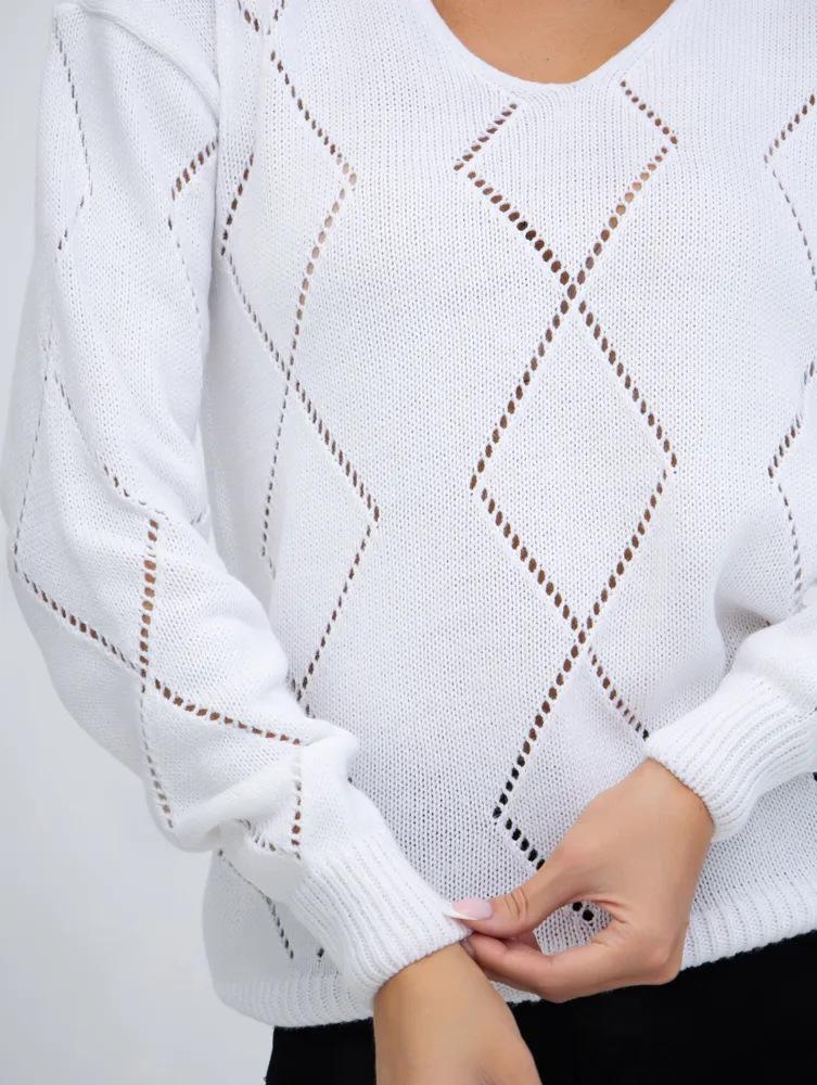 European & American V-Neck Plaid Knit Sweater - Women's Long Sleeve Loose Fit