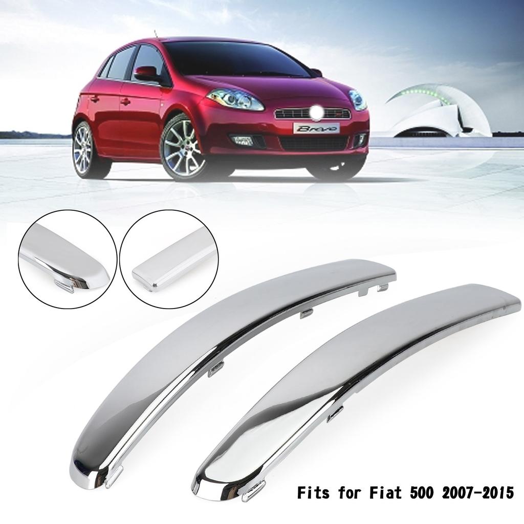 Paar Chrom Frontstoßstange Untere Zierleiste Für Fiat 500 2007-2015