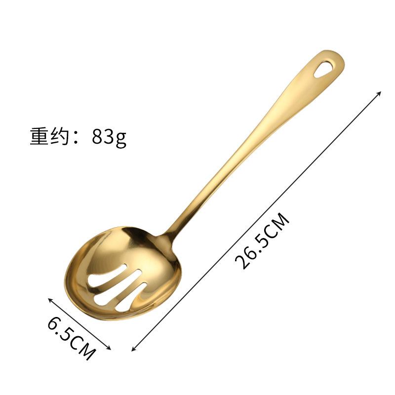 Stainless Steel Serving Kitchenware Soup Spoon Long Handle Fork Colander Cooking Spatula Buffet Cutlery Set Thicken Tableware