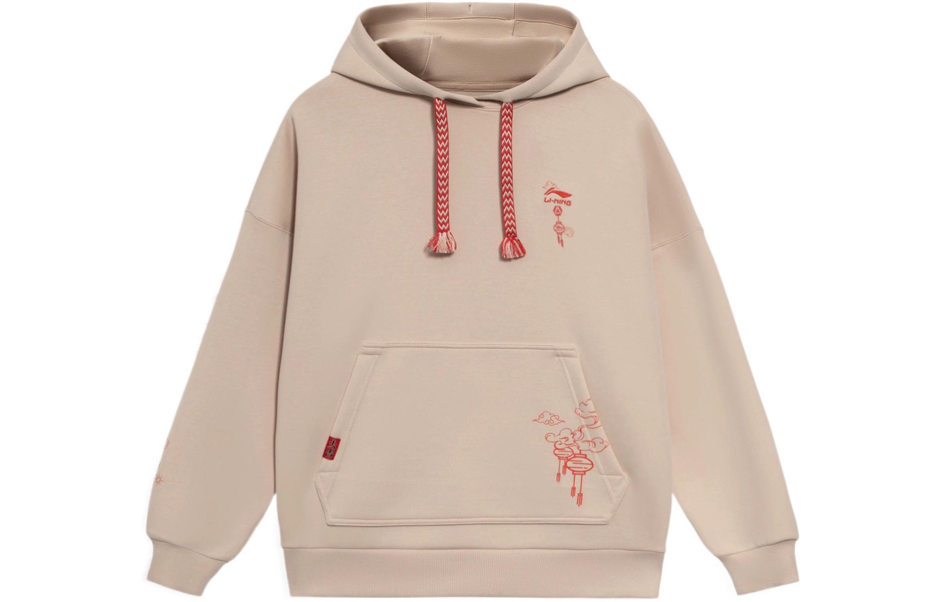 Li Ning Sports Life Collection Sweatshirts Women s Mist Apricot Hooded Moderate Regular AWDS372-1 S
