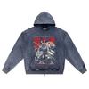 DTG print Knitted Denim Zip-Up Hoodie Bushido Legacy Brother Print Zipper Hoodies  