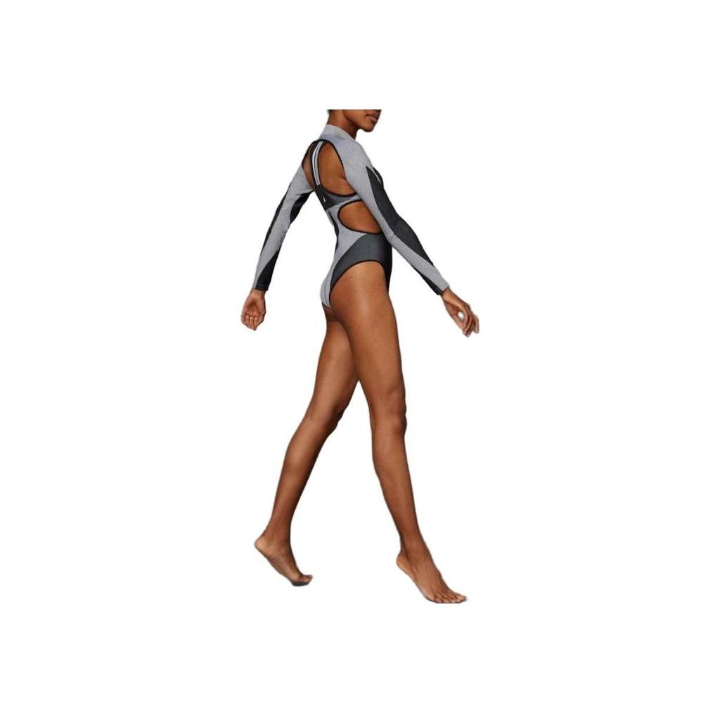 adidas FW23 Hollow Design Sports Tight Fitness Bodysuit Women Bodysuit Black White IB1255