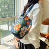 Neue Mode Blumenmuster Bucket Bag Canvas Lässige Umhängetasche Große Kapazität Kreative Handtasche für Damen