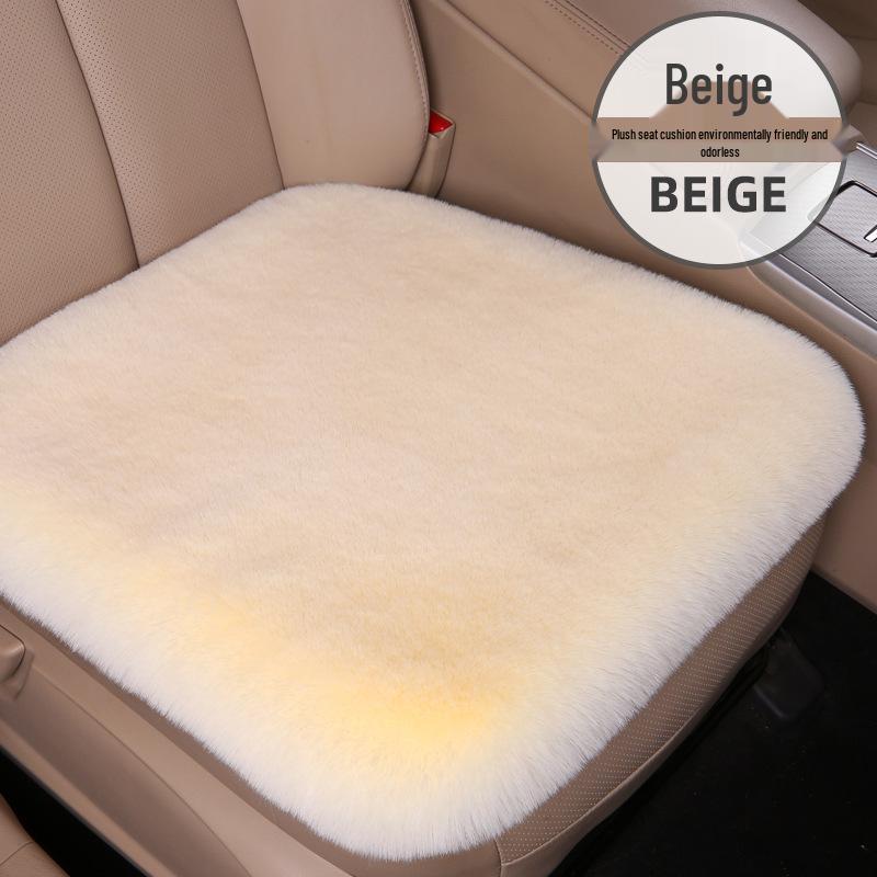 Winter Plush Car Seat Cushion Set: Thick Short Pile, Wool, Rabbit Hair, Non-Slip, 3-Piece