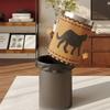 Antique Style Leather Trash Can High Quality Wastebasket Home Living Room Bedroom Trash Bin Wastebasket Home Accessories