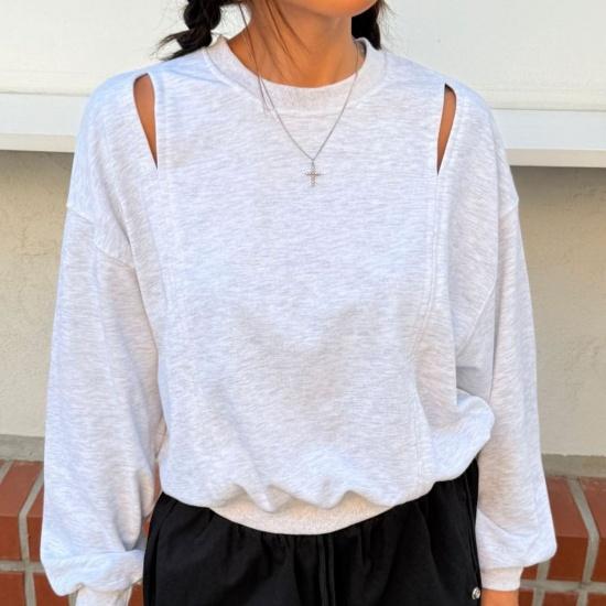Soft Cut-Out Shoulder Sweatshirt (3 color)