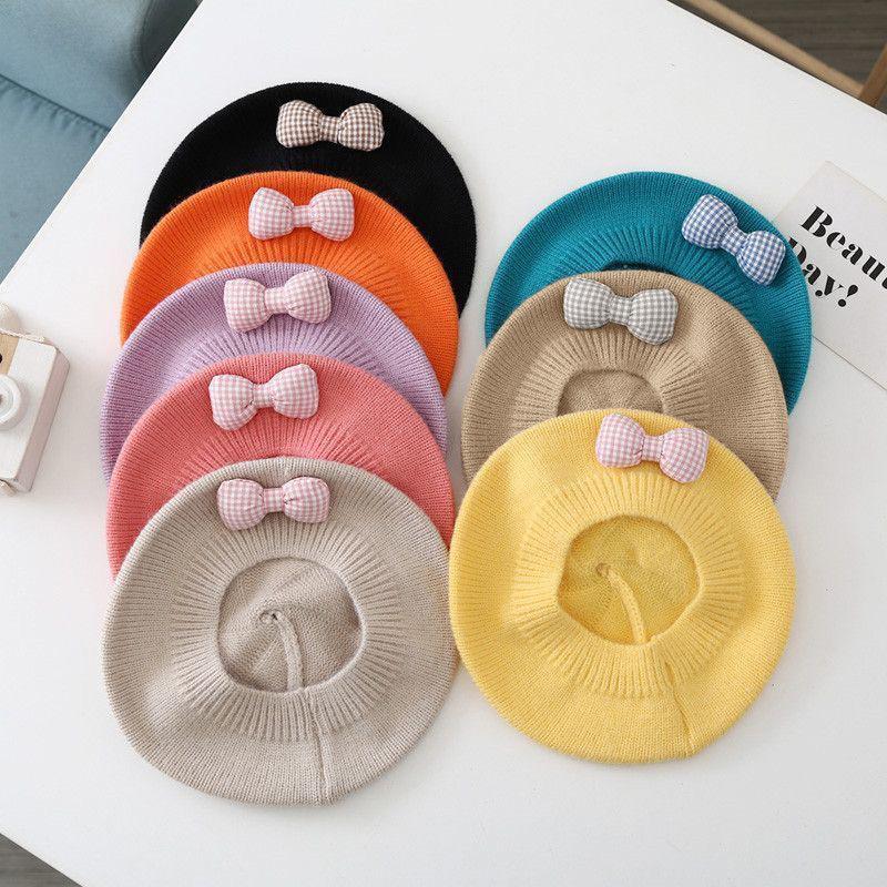 Children'S Beret Baby Hat Cute And Super Cute Autumn And Winter Girl'S Stylish Korean Style Princess Knitted Wool Painter'S Hat
