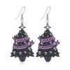 Exaggerated Skull & Black Cat Halloween Earrings - Double-Sided Acrylic, Dark Tree & Letter Design
