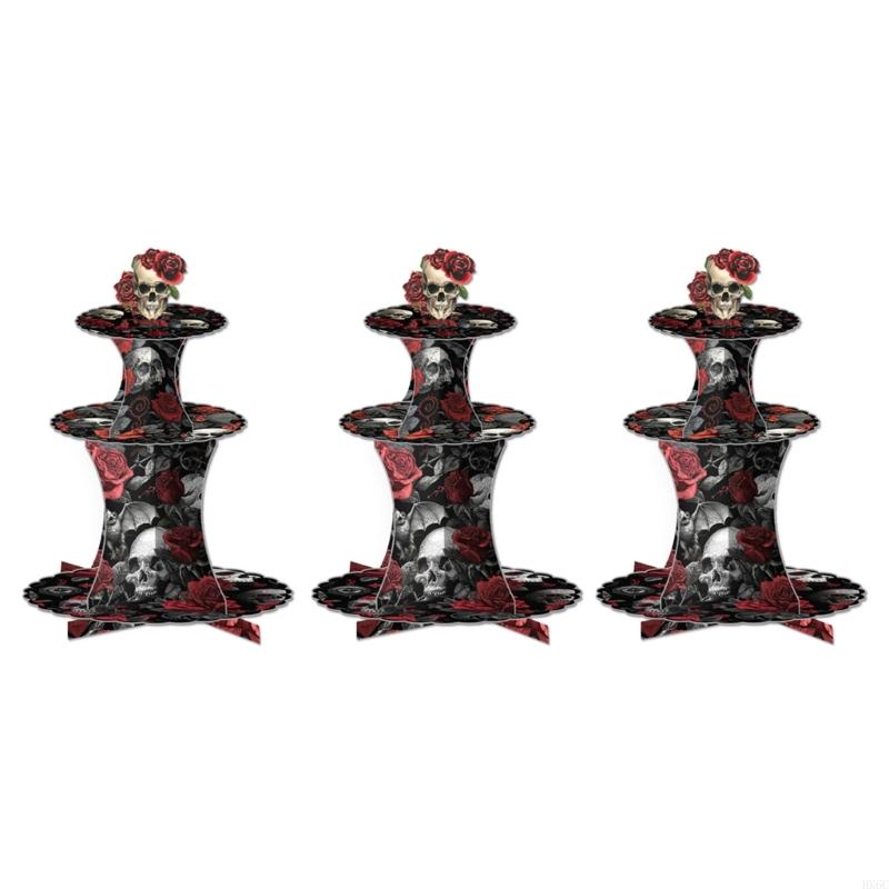 User friendly Paper Gothic Dessert Tower Quick Assembly Cake Stand For Halloween Parties Convenient Storage And Quick HX6C