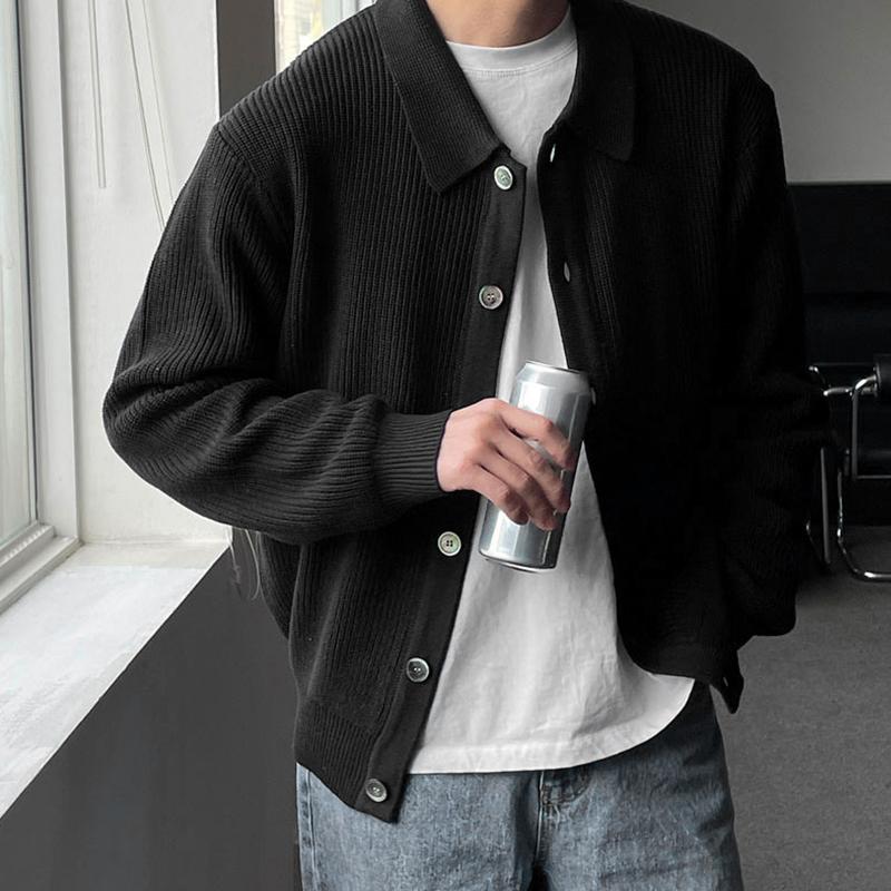 Мужские свитера пальто корейские модные вязаные пальто мужские уличные пальто облегающие повседневные кардиганы M чёрный 3080₽